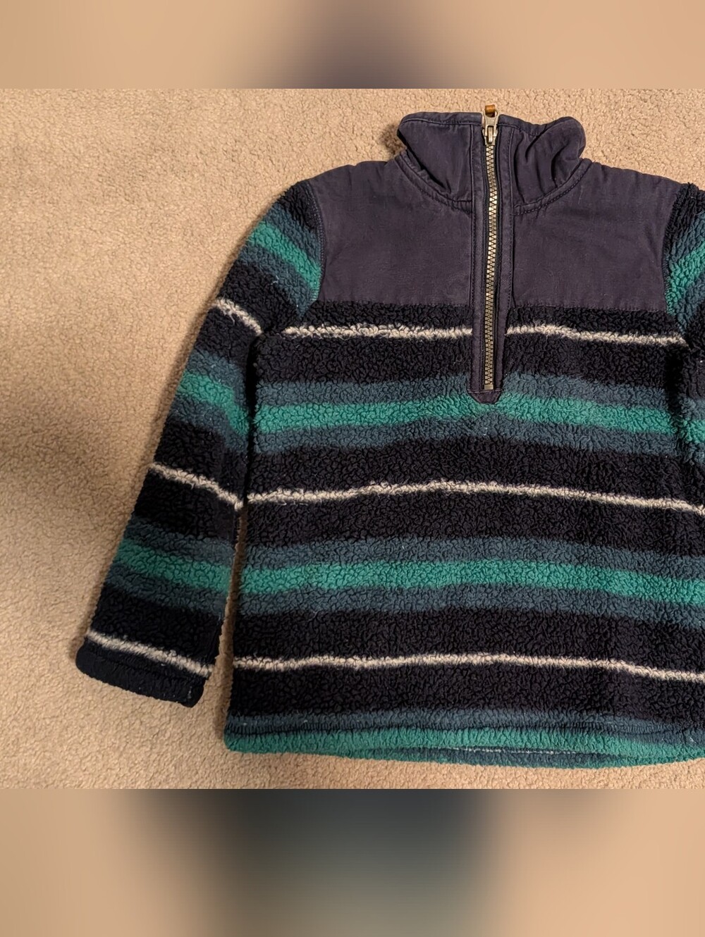 Joules Navy, Teal & White Striped Sherpa Pullover